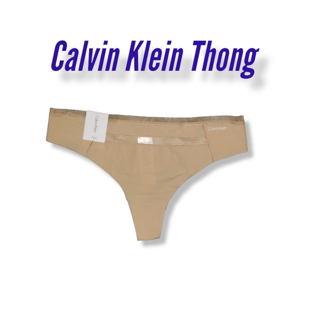 Calvin Klein Invisibles mesh waist thong, L, beige